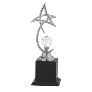 Trofeo metálico corporativo personalizado con espacio de grabado premium para marca personalizada - Product Image 1