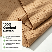 Tela de Punto Premium 100% Algodón con Diseño de Ojales y Pointelle para Prendas de Moda y Ropa Infantil, Directo de Fábrica