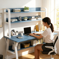 Bureau d'ordinateur en métal extensible de haute qualité avec étagère et tiroir, pliable, portable, moderne, ergonomique, durable, pour la maison et le bureau, en bois