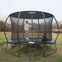 Trampoline rectangulaire Zoshine avec lumières LED, panier de basket et filet de sécurité, cadre en mousse homologué ASTM pour utilisation en extérieur par les enfants