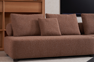 Minimalist Modern Brown Boucle Free Splicing Armless <b>Floor</b> Couch Soft for Fabric Modular Apartment Living Rooms - Product Image 3