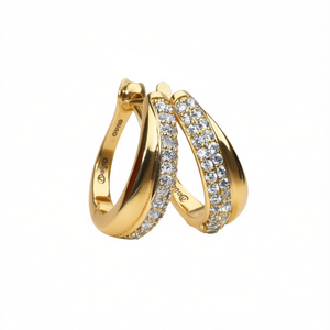 Orecchini a Cerchio Deljo con Diamanti, Oro Massiccio 18K, Oro Bianco, Diamanti Naturali Taglio Brillante Rotondo, Lusso Femminile per Uso Quotidiano - Product Image 1