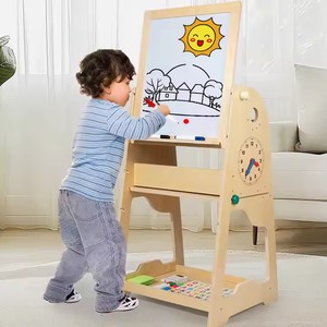 2-in-1 Multifunctional Educational Toy Modern Wooden Blackboard Drawing Board Desk Tower for Bedroom for Kids Toddlers Boys - Product Image 2