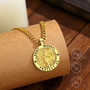 Colgante de San Miguel con Sello de Doble Cara Chapado en Oro de 18K al por Mayor, Talismán de Protección Oculta para Brujería y Espiritualidad - Product Image 3