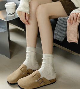 <span class=keywords><strong>Chaussettes</strong></span> d'hiver en <span class=keywords><strong>laine</strong></span> thermique côtelée <span class=keywords><strong>pure</strong></span> à rayures verticales pour femmes - Product Image 3