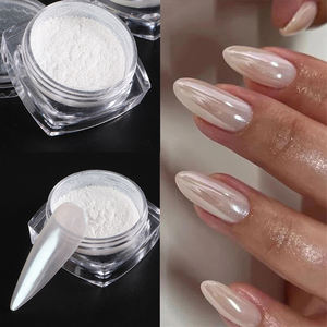 Lune Clair De Lune 3D Nail Art Pigment Poudre Miroir Blanc Perle Ongles Paillettes Frottant Aurora Chrome Fourniture Décorative - Product Image 2