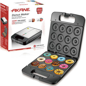 Máquina para Hacer Donuts Akane, 1400w de Potencia, Revestimiento Antiadherente, Calentamiento de Doble Cara para Donuts <span class=keywords><strong>Caseros</strong></span> Rápidos y Uniformes - Product Image 1