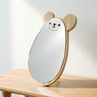 Miroir cosmétique personnalisé en bois avec support de téléphone portable, motif ours mignon, pour chambre et dortoir, idéal pour étudiants - Vente en gros