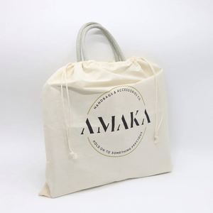 Sac en coton recyclable à cordon de serrage, prix d'usine, pour l'emballage de cosmétiques, avec pochette anti-poussière et logo personnalisé - Product Image 3