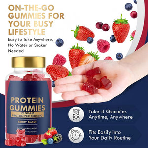 Gomitas de Proteína de Suero de Leche con Sabor a Bayas Mixtas, 12 g de Proteína por Porción, Sin Azúcar Añadido, Vegetarianas, Antioxidantes, para el Crecimiento Muscular - Product Image 2