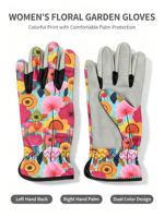 Gants de jardinage pour femmes à imprimé floral, paume souple, anti-abrasion, protection pour le jardinage, travaux de paysagisme