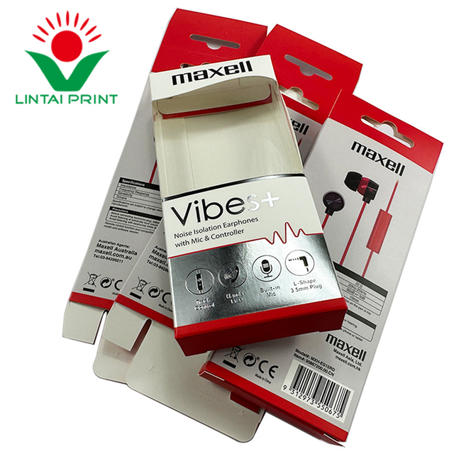 Customized Cheap Hanging Charger Data Cable Retail Headphone Paper Packaging Box Window Paper Box Mobile Phone Accessories Paper