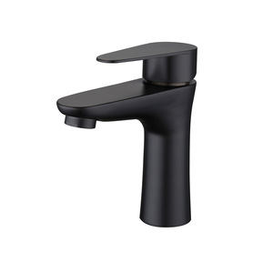 Himesi 304 Stainless Steel <b>Basin</b> Faucet Black Matte Finish <b>Single</b> Handle Hot Cold Water Deck Mounted - Product Image 5