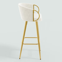 Tabouret de comptoir en velours rectangle en acier inoxydable de luxe moderne avec bras Tabouret de bar rembourré Home Cafe Hotel Use