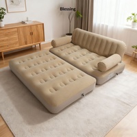 Sofa Bed Tiup Portabel 2-in-1 Kasur Lipat Inflasi Otomatis Penutup Komposit Kain PVC untuk Berkemah Festival Musik