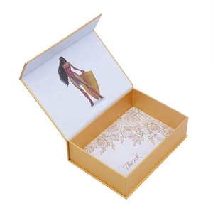 Low price custom printing gold closure magnetic luxury gift box hair package box with logo