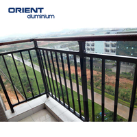 Rampe en aluminium USA CA, revêtement en poudre noire, main courante d'escalier en aluminium, systèmes de rampes en aluminium certifiés CE