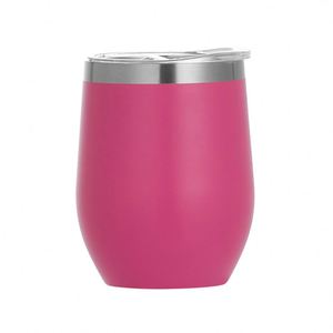 Gobelet isotherme à vin en acier inoxydable 304 à double paroi sous vide, forme coquille d'œuf, 12 oz, avec logo, revêtement poudré, en stock - Product Image 4