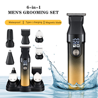 Cortadora de Pelo 6 en 1 para Barberos, Cortadora de Pelo Impermeable, Afeitadora de Barba, Set de Aseo, Máquina Inalámbrica para Cortar el Cabello para Hombres