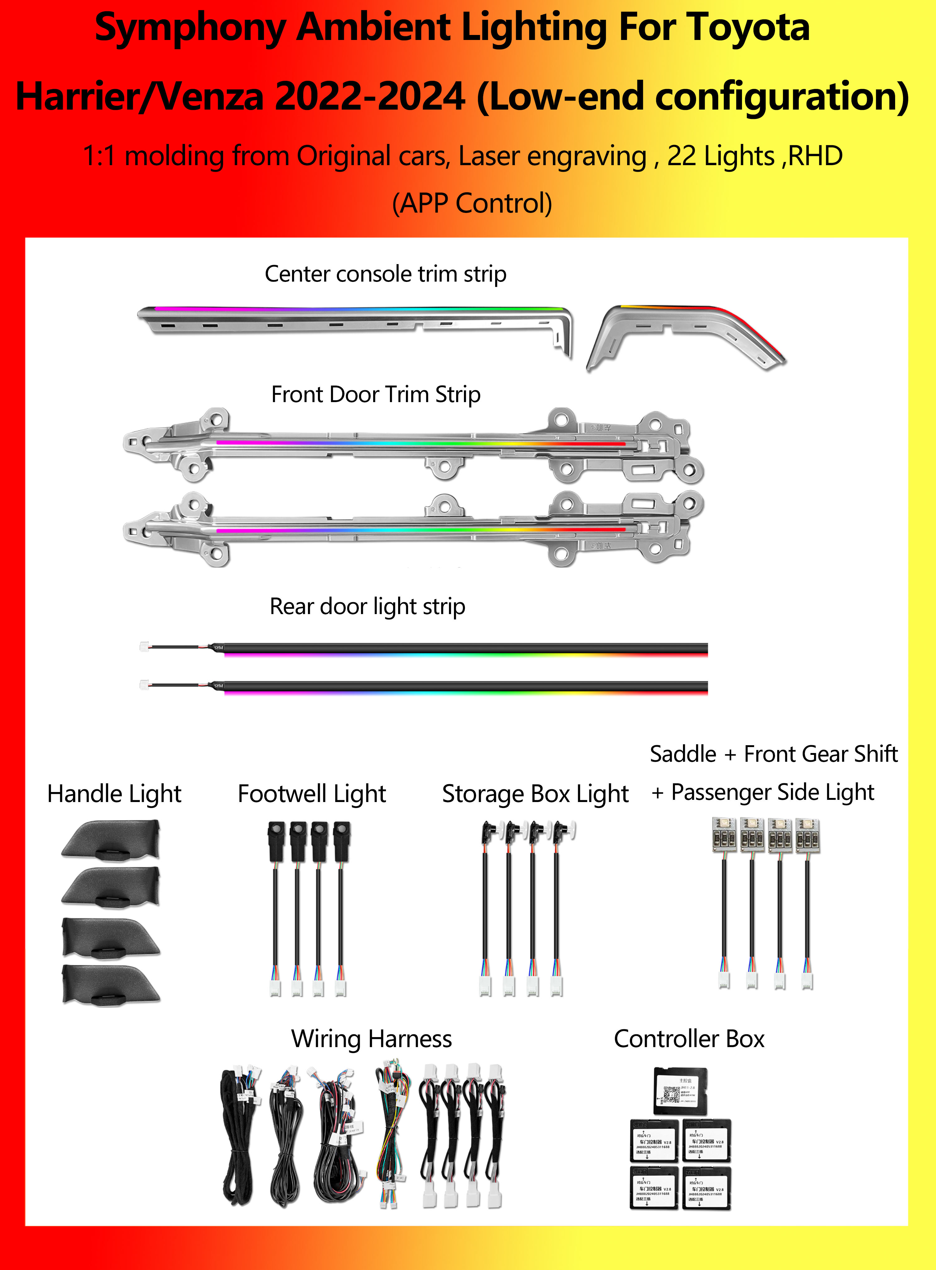 โตโยต้า แฮริเออร์/เวนซา เลเซอร์แกะสลัก Symphony 22 ไฟ, พวงมาลัยขวา