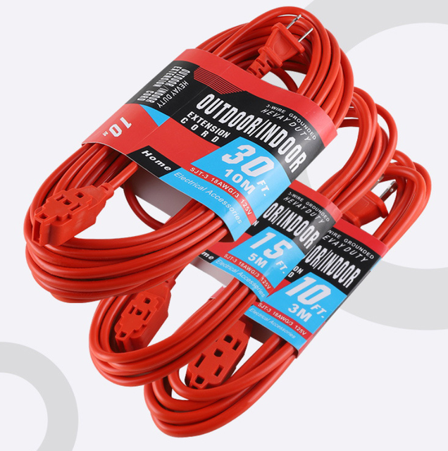 10A 3-line US Standard Extension Cord, Two-core Polarized American Socket, Indoor Household Extension Cord