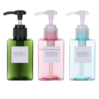 Botellas de Plástico PETG Cuadradas de 250ml, 450ml y 650ml con Bomba para Loción y Champú, en Colores Transparente, Ámbar, Verde, Azul, Rosa y Blanco, para Hoteles