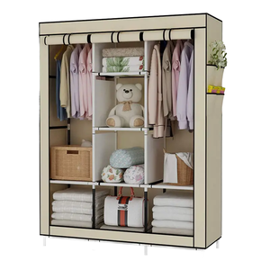Armoire de chambre à coucher <span class=keywords><strong>portable</strong></span> imperméable de grande taille en tissu non tissé avec un design moderne, pliable et avec des poches latérales pour le mobilier de la maison - Product Image 1