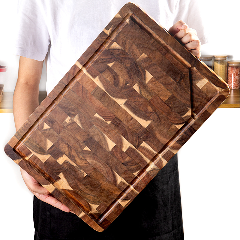 # End Grain Acacia Wood Cutting Board with Containers – Charcuterie, Chopping Block & Serving Board with Juice Groove - View 2