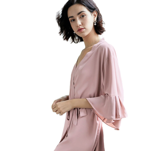 Vestaglie FUNG 6008 per <span class=keywords><strong>sposa</strong></span> <span class=keywords><strong>e</strong></span> <span class=keywords><strong>damigelle</strong></span> in chiffon <span class=keywords><strong>e</strong></span> raso con volant per la festa di nozze - Product Image 3