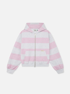 Nuove Felpe con Cappuccio alla <span class=keywords><strong>Moda</strong></span> Europee e Americane 2026 per Uomo e Donna, Giacca Versatile Retrò a Righe Rosa - Product Image 1