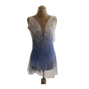 Сетчатые платья с V-образным вырезом для фигурного катания на коньках, одежда для балета, Одежда для танцев, костюмы для спортивных выступлений