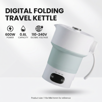 Portable 0.6L LED affichage numérique de la température bouilloire de voyage en plein air chaudière à eau pliante sans fil garder au chaud pour un usage domestique