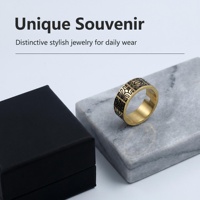 6mm 1,5mm Dicke 18K Vergoldeter Edelstahl Klassischer Unisex-Ring Flaches Band Schwarzes Totem-Muster Kostenlose Gravur Lagerware Individuell Anpassbar