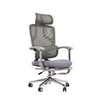 Chaise de bureau exécutive ergonomique moderne en maille avec dossier haut, accoudoirs fixes, appui-tête réglable en 3D et repose-pieds