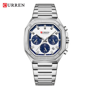 Montre Chronographe Homme Curren 8459 à Quartz, Design Unique, Cadran Carré Vintage, Bracelet en Alliage d'Acier Inoxydable 20mm, Tendance Décontractée - Product Image 2