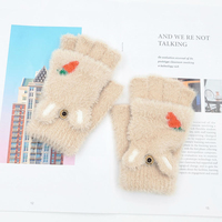 GL114 Kinder Winter Strickhandschuhe mit Freien Fingern, Schüler-Strickhandschuhe, Anpassbare Touchscreen-Strickhandschuhe