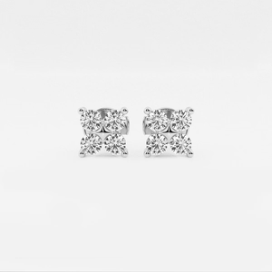 Élégantes boucles d'oreilles clous fines à quatre pierres en diamant de laboratoire rond de 1 1/2 carat avec éclat brillant, bijoux de luxe éthiques pour femmes - Product Image 3