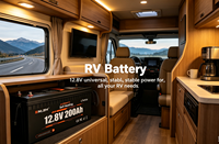 Batterie de stockage d'énergie Li-ion auto-chauffante Enlzh 12,8 V 200 Ah, idéale pour la maison, les camping-cars et les stations de communication