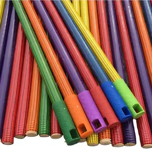 Nanning ev temizlik araçları uzun ahşap saplı ahşap süpürge plastik PVC kıl süpürge başlığı ve faraş ile Sticks