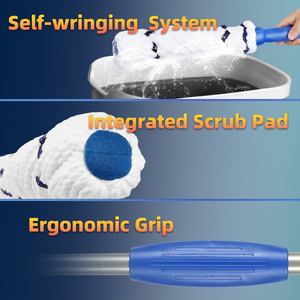 Mopa de microfibra <span class=keywords><strong>con</strong></span> sistema de autoescurrido y mango ergonómico para limpieza del hogar y uso comercial. - Product Image 2