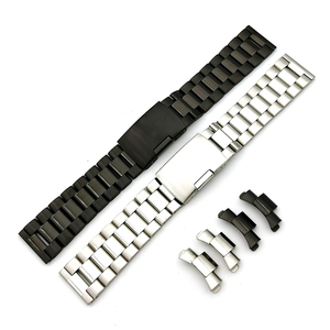 3 cuentas 18 20 22mm extremo curvo metal sólido Acero inoxidable <span class=keywords><strong>reloj</strong></span> banda <span class=keywords><strong>reloj</strong></span> pulsera con hebilla de despliegue - Product Image 1