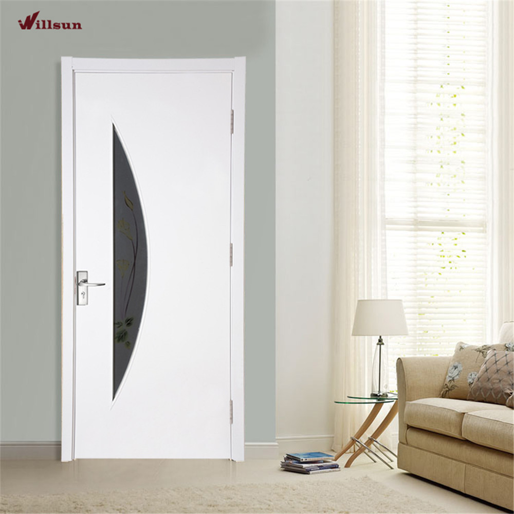 Puerta interior de madera de media luna de vidrio de color blanco