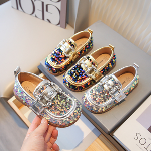 Girls Retro <b>Shoes</b> <b>Soft</b> Comfortable Glitter Loafers on British Style Children <b>Soft</b> Thick Bottom Flats <b>Shoes</b> - Product Image 3
