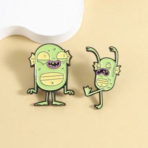 Broches en métal en gros, style dessin animé, créatives, originales et uniques, motif 'Petit Monstre' et 'Monstre Poisson Animé' mignon - Product Image 4