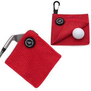 Serviette de golf magnétique personnalisée avec logo, en microfibre gaufrée, avec clip et aimant robuste pour sacs de golf, chariots et clubs - Product Image 1