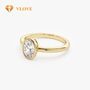 Bague en or 14 carats avec <span class=keywords><strong>diamant</strong></span> de laboratoire personnalisé de 5 carats, coupe ovale, taille 6.5, bague de fiançailles - Product Image 4