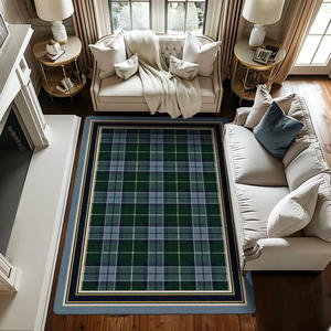 Tapis de sol rectangulaire en polyester à carreaux Temu, antidérapant, pour salon, table basse, tapis décoratif - Product Image 1