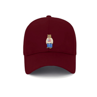 Gorra de béisbol minimalista de 6 paneles, beige, con parche bordado termoadhesivo de oso de suéter, estilo urbano, 100% algodón, unisex, hebilla metálica, cuatro