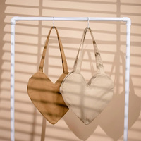 Sacs à bandoulière personnalisés en forme de cœur, sacs fourre-tout en toile de coton épaisse et unie, sacs à main tendance pour femmes