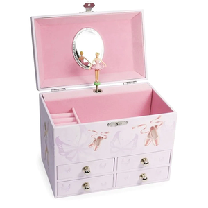 Caja Musical de Madera Mecánica de Lujo Personalizada, Color Rosa, con Diseño Ecológico, Organizador de Joyas para Niñas - Product Image 4
